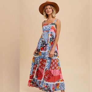 In Loom Bohemian Patchwork Maxi Dress Size Medium